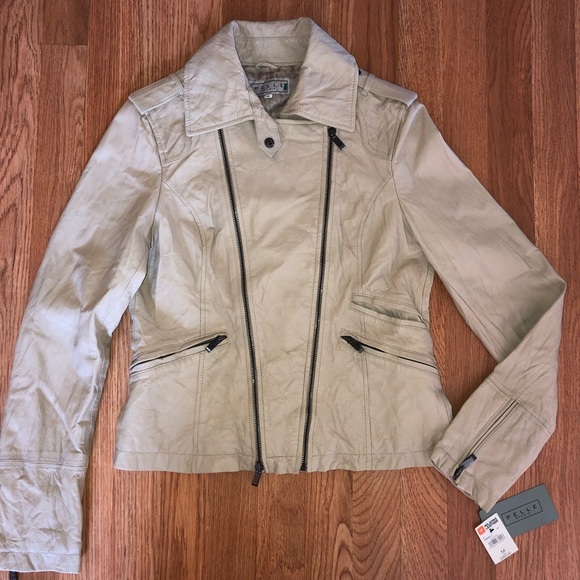 Pelle sandstone Leather moto biker jacket - Picture 2 of 8